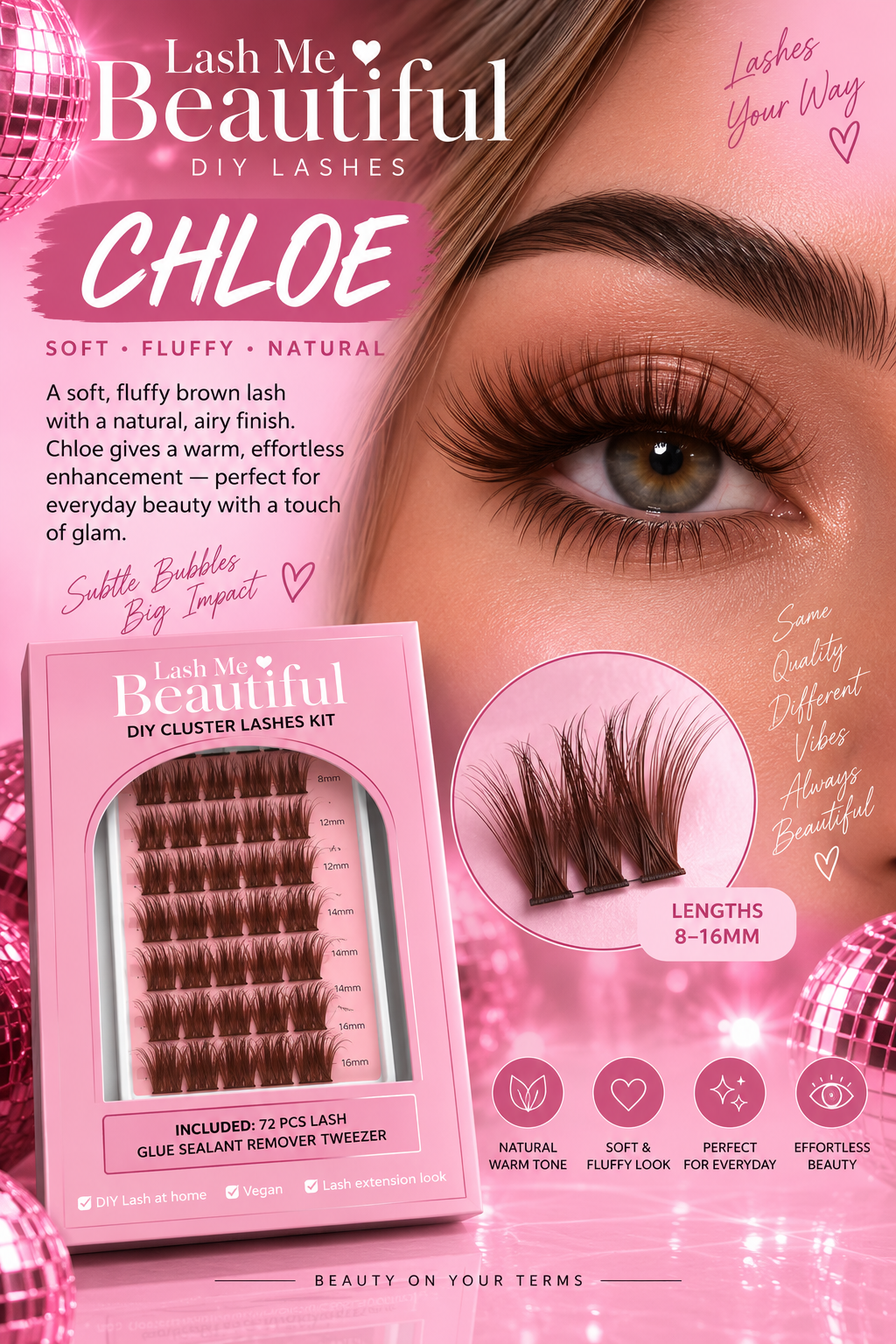 CHLOE | Soft Brown DIY Cluster Lash Kit