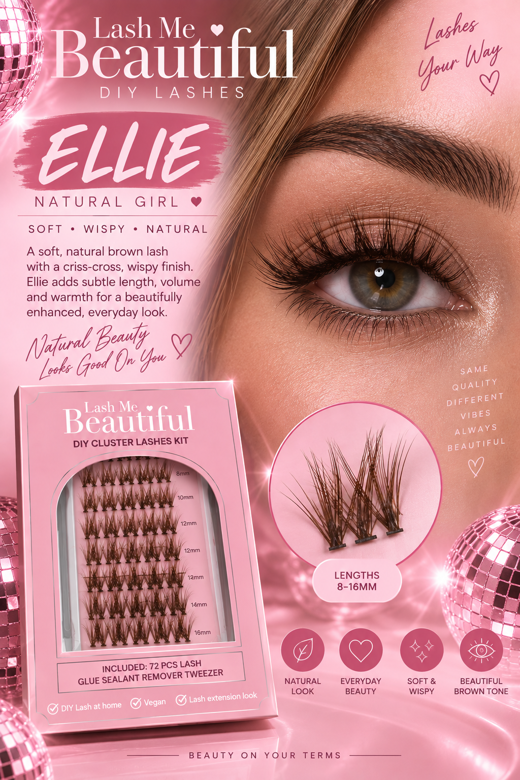 ELLIE | Natural Brown DIY Cluster Lash Kit