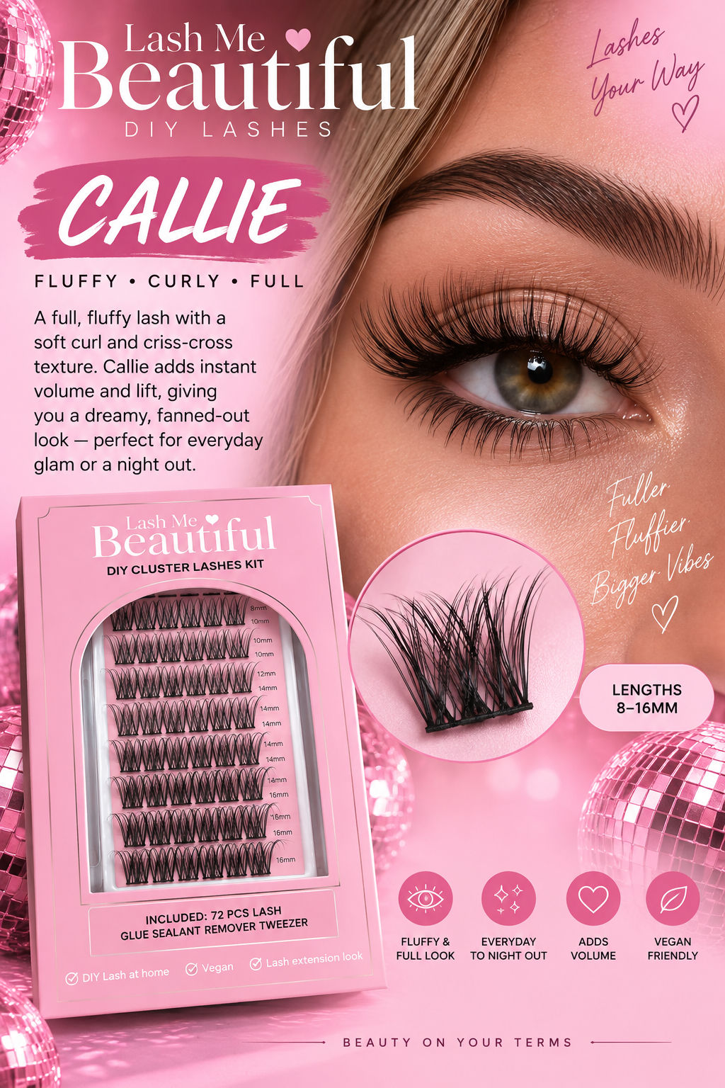 CALLIE | Fluffy Curl DIY Cluster Lash kit